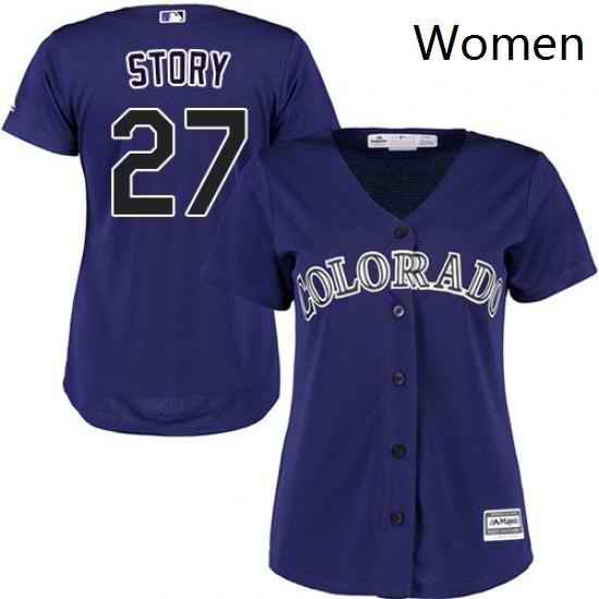 Womens Majestic Colorado Rockies 27 Trevor Story Authentic Purple Alternate 1 Cool Base MLB Jersey